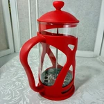 Idylc Homes French Press Coffee Maker Red Silicone Glass 16OZ 2 Cup Brewer. Fixed Price $12.99.