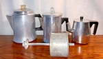 Lot Vintage Aluminum Coffee Tea Pots Italy Mirro 7.5 - 5.5 Camping (read). Fixed Price $19.99.