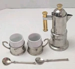 Vev Vigano Kontessa Stovetop Espresso Maker Moka Pot Gold-tone Inox Italy W/ Cup. Fixed Price $101.15.