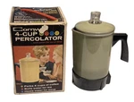 Vintage Cornwall Olive Green 4 Cup Percolator Coffee Pot Decor Display Retro Box. Fixed Price $21.99.