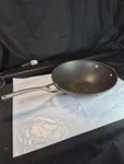 Calphalon Contemporary Non Stick 13" Flat Bottom Wok Pan Long Handles Anodized. Fixed Price $40.00.