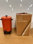 Vintage Orange Penncrest 36 Cup Party Coffee Percolator Model 2159 No Cord. Fixed Price $59.00.