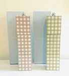 Addison Ross Square Pillar Salt & Pepper Grinder Capuccino Sage Green Gingham. Fixed Price $144.99.