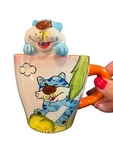 The Da Vinci Collection Handpainted Ceramic Coffee Mug Cup W/blue Tiger. Fixed Price $12.00.