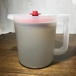Vintage Tupperware Go Between Sheer Pitcher Push Red Lid #1575-7 1.5 Quart 6.5". Fixed Price $7.49.