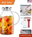 Elegant 3 Liter Borosilicate Glass Pitcher With Lid For Hot & Cold Beverages. Fixed Price $40.50.