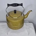 Paula Deen Pea Green Speckled Tea Pot Enamel Stove Top Kettle Vntg. Fixed Price $29.00.