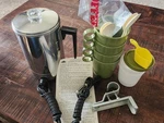 1960S Empire 12V/120V Electric Percolator Coffee Set, 4 Cups, Accessories. Fixed Price $45.00.