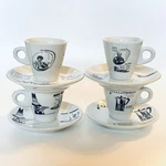 Set Of 4 Bialetti Porcellana Moka Express Espresso Cups & Saucers Italy 2.5 Oz. Fixed Price $48.00.