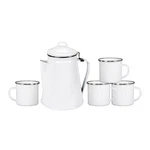 Stansport Enamel Percolator Coffee Pot & 4 Mug Set - White. Fixed Price $54.99.