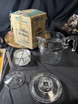 Vtg 1952 Pyrex Flameware Percolator Glass Coffee Pot Cup 7759 Everything Box. Fixed Price $299.99.