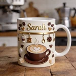 Personalized Coffee Lover Mug Custom Name Latte Gift Barista Cup. Fixed Price $19.99.