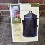 Paula Deen Gray Speckled Enamel Stovetop Coffee Percolator Pot W/ Basket & Lid. Fixed Price $50.00.