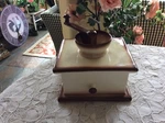 Vintage Brock California Pottery -brown Trim Coffee Mill Grinder. Fixed Price $29.95.