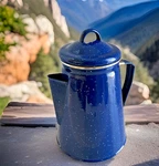 Gsi Outdoors Camping Coffee Pot Kettle - 8 Cup Enamel Blue Speckled New No Box. Fixed Price $24.95.