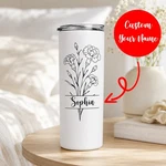 Custom Birth Flower Tumbler Personalized Name Coffee Cup Gift For Best Friend. Fixed Price $28.99.