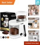 Kaffe 5.5OZ Electric Burr Coffee Grinder - Adjustable Coarseness White Design. Fixed Price $59.84.
