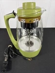 Vintage Proctor-silex 11 Cup Glass Percolator Coffee Maker Green White Floral. Fixed Price $72.58.
