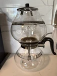 Vtg Pyrex Maid Honor Silver Stripes Siphon Double Coffee Pot UWA-8 /LWA-8-M. Fixed Price $75.00.