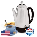 West Bend Electric Percolator Classic Style Coffee Maker Heat Resistant Handle. Fixed Price $78.18.