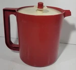 Vintage Push Button Lid Tupperware Pitcher 1.5 Quart Red 1575-3. Fixed Price $12.99.
