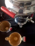 Manning & Bowman Early Electric Coffee Percolator With Creamer And Sugar Bowls. Fixed Price $160.00.