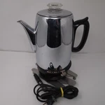 General Electric Percolator Coffee Pot 75P31 Maker Chrome Vtg Mcm. Fixed Price $48.00.