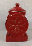 Vtg House Webster Cookie Jar Ceramic Coffee Grinder Red & Gold Tone 9" Tall. Fixed Price $23.09.