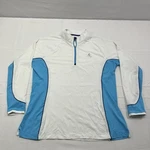 Peter Millar Perth Pullover Womens Large White Blue 1/4 Zip Golf Upf 50+ Read**. Fixed Price $20.94.