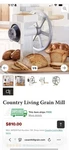 Country Living Grain Mill Manual Crank White/black Metal W/handle. Fixed Price $500.00.