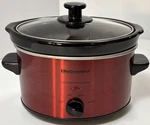 Elite Gourmet 2.5 Qt Slow Cooker Red Black Ceramic Pot Mst 275XR. Fixed Price $15.99.