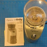 Capresso Infinity Conical Burr Coffee Grinder 565 Silver 8.8 Oz W/ Manual. Fixed Price $28.00.