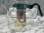 Vintage Kjf Daisy Direct Heat Glass Tea/coffee Pot W/infuser No Cap. Fixed Price $19.95.