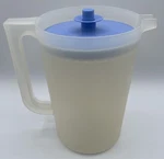 Vintage Mcm Tupperware Frosted Pitcher Push Button Blue Lid 1676-1. Fixed Price $19.95.
