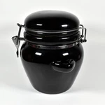 Black Ceramic 4 Cup Airtight Canister With Stainless Steel Clasp. Fixed Price $13.04.