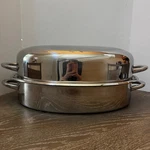 Saladmaster 10 Qt Oval Roaster Stainless Steel 1944 0024 Large Silver With Rack. Fixed Price $490.00.