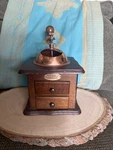 Vtg Manual Coffee Grinder Modern Burr Wood Brown Copper Portable Kitchen Works. Fixed Price $38.00.