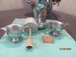 Vintage Continental Coffee Perculator With Sugar And Cream Cups. Fixed Price $54.95.