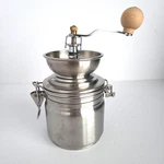 Manual Stainless Steel Coffee Grinder 4"DX8"H With Airtight Storage. Fixed Price $29.99.
