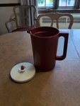 Vintage Tupperware 2 Quart Pitcher 1676-6 Cranberry Red With Push Button Lid. Fixed Price $9.71.