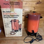Westbend Vintage Electric Percolator 30 Cup Poppy W/ Original Box. Fixed Price $22.39.