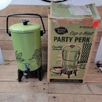Mirro Matic Party Perk 22 Cup Coffee Urn M-9294-47 Avocado Green W Box Read. Fixed Price $29.95.