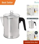 Aluminum Coffee Percolator 9 Cup Stovetop Camping Travel Brew Maker Durable. Fixed Price $39.97.