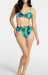 Time And Tru Women's Abstract Print High Waist Bottom Bikini Set. Fixed Price $19.99.