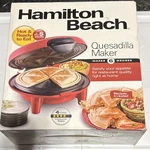 New Hamilton Beach Quesadilla Maker (makes 6 Wedges) Model #25409. Fixed Price $40.00.