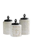 Ceramic Canister Set 3 Piece White Airtight Stainless Steel Lids 46.0OZ American. Fixed Price $89.99.