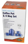 Stansport Baked Enamel 8 Cup Percolator Coffee Pot & 4 Mug Set Camping Cabin Rv. Fixed Price $49.95.