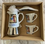 Moka Coffee Maker Bolero Set- 2 Cups & Saucers Da Vinci Collection Expresso Nib. Fixed Price $28.91.