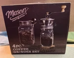 Mason Craft And More 4-PIECE Coffee Grinder Set Nib. Fixed Price $19.99.