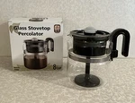 Medelco Glass 8-CUP Stovetop Percolator Coffee Pot Model #PK008-NEW. Fixed Price $19.99.